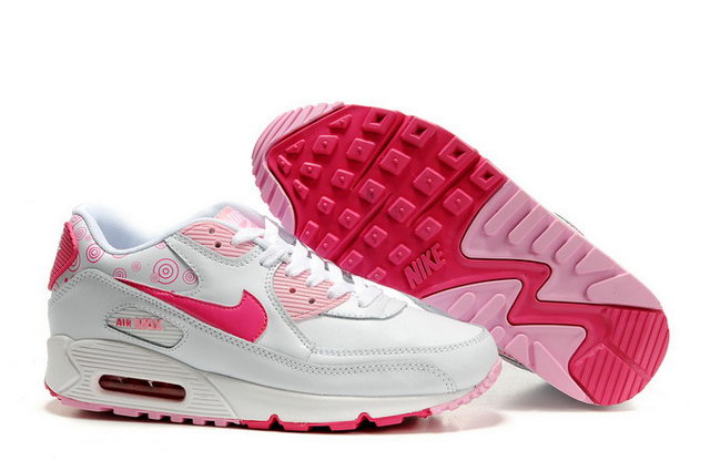 Nike Air Max 90 For Womens White Pink Shoes - Click Image to Close